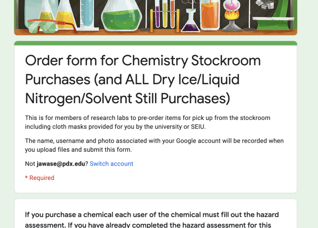Screenshot of Stockroom Purchase Form Preview