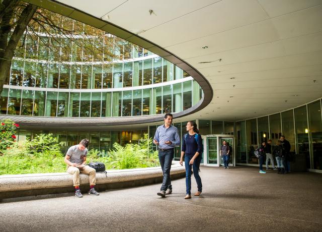 Students walking in front of the PSU library