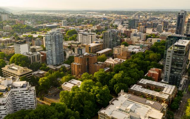 Aerial image of downtown Portland