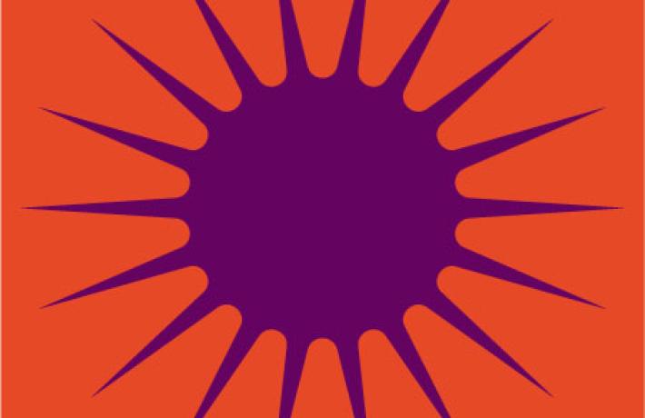 Purple burst on red background