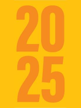 Orange “2025” text on yellow background