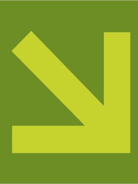 Light green downward arrow on dark green background