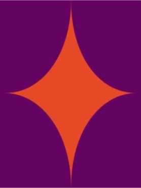 Red diamond-shaped sparkle on purple background