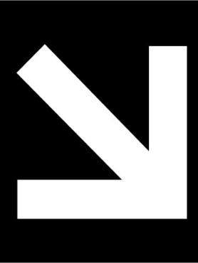 White downward arrow on black background