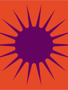 Purple burst on red background