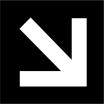 White downward arrow on black background