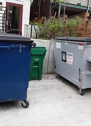 Waste Enclosure. Three Containers.