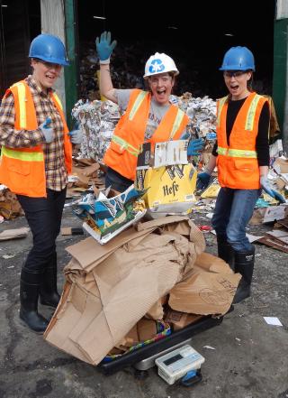 Picture of CES staff sorting waste.