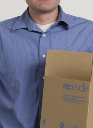 Oregon Metro Recycle at Work Staff Holding Box