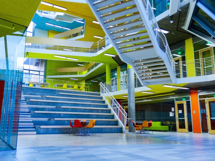 The Karl Miller Center lobby has a seating for lectures and demonstrations.