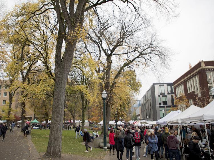 Portland Farmers Market is held Saturdays on the Park Blocks.