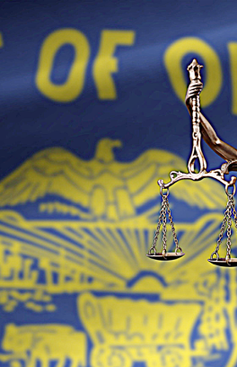 State of Oregon Flag with Justice Statue