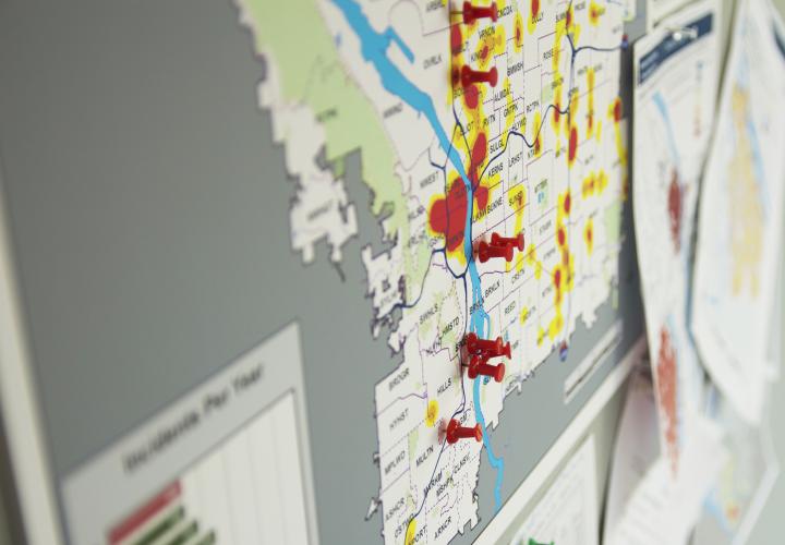 Crime map with pins