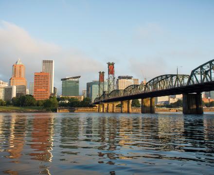downtown portland from willamette river