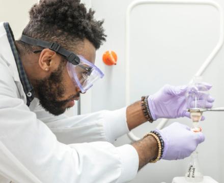 student conducting research