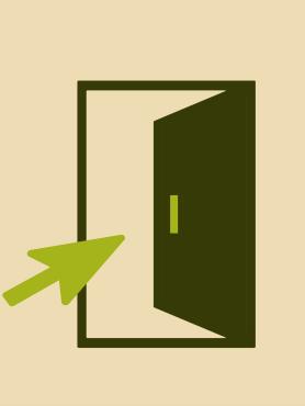 Open door with green arrow pointing at it