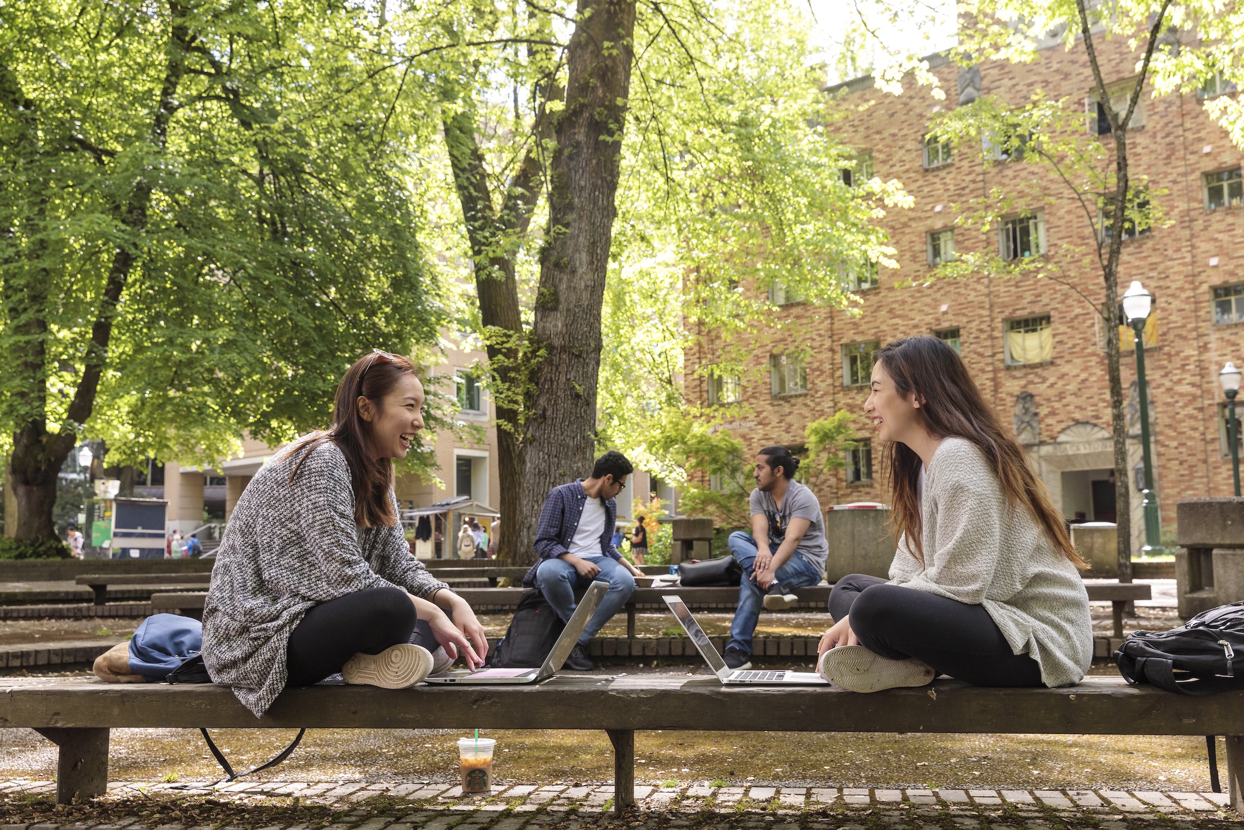 Students on bench in Park Blocks