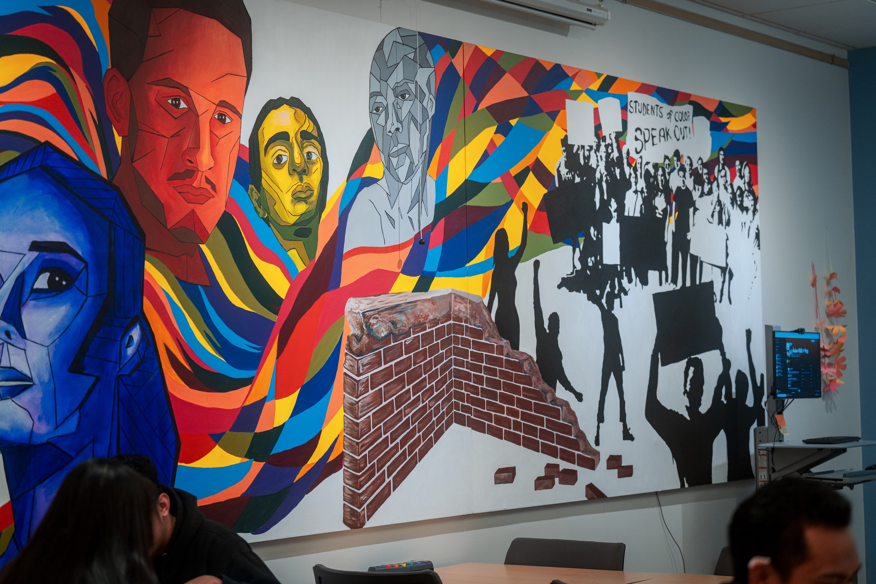 Colorful mural commemorating "Students of Color Speak Out" at PSU