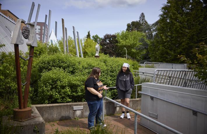 Students on rooftop garden of Native Center