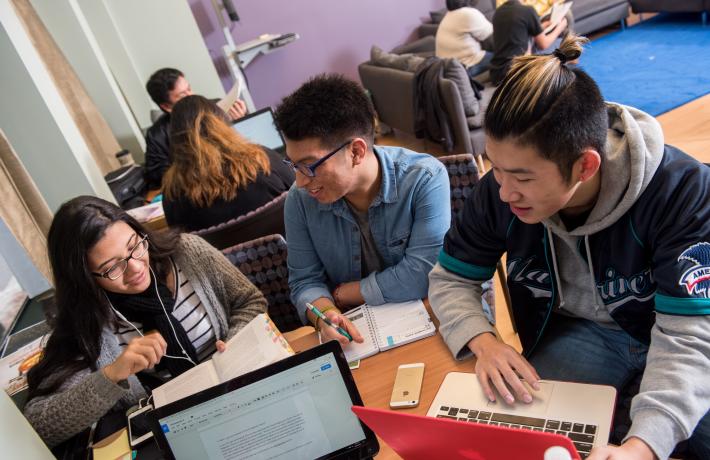Students in resource center