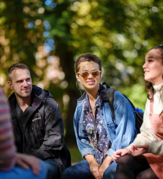 Group of students talking outside