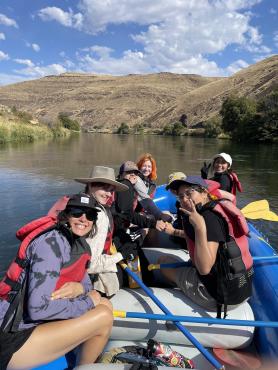 Students rafting down Deschutes River