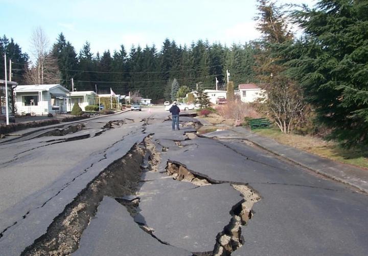 Road damage following an earthquake
