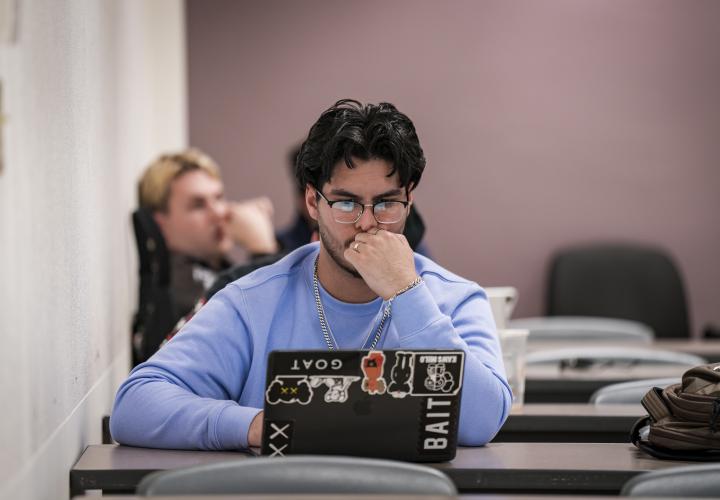 Portland State student in Anthropology class