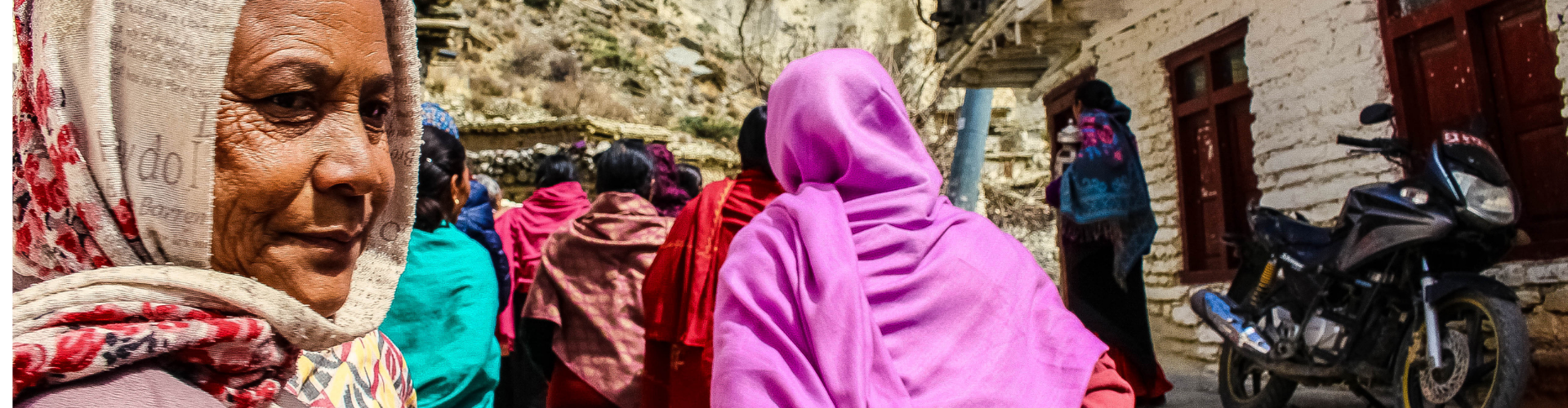 Women in bright scarves