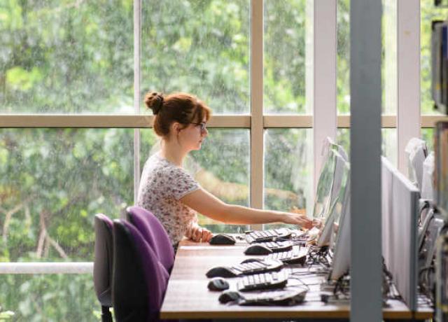 Student at a computer