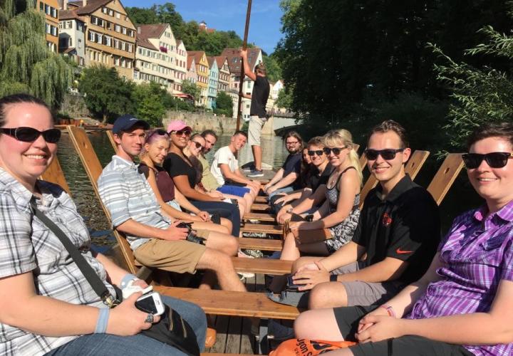 Students punting in Tuebingen