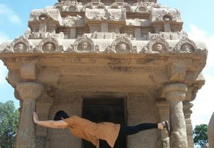  woman in front of temple