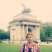 Person standing in front of monument