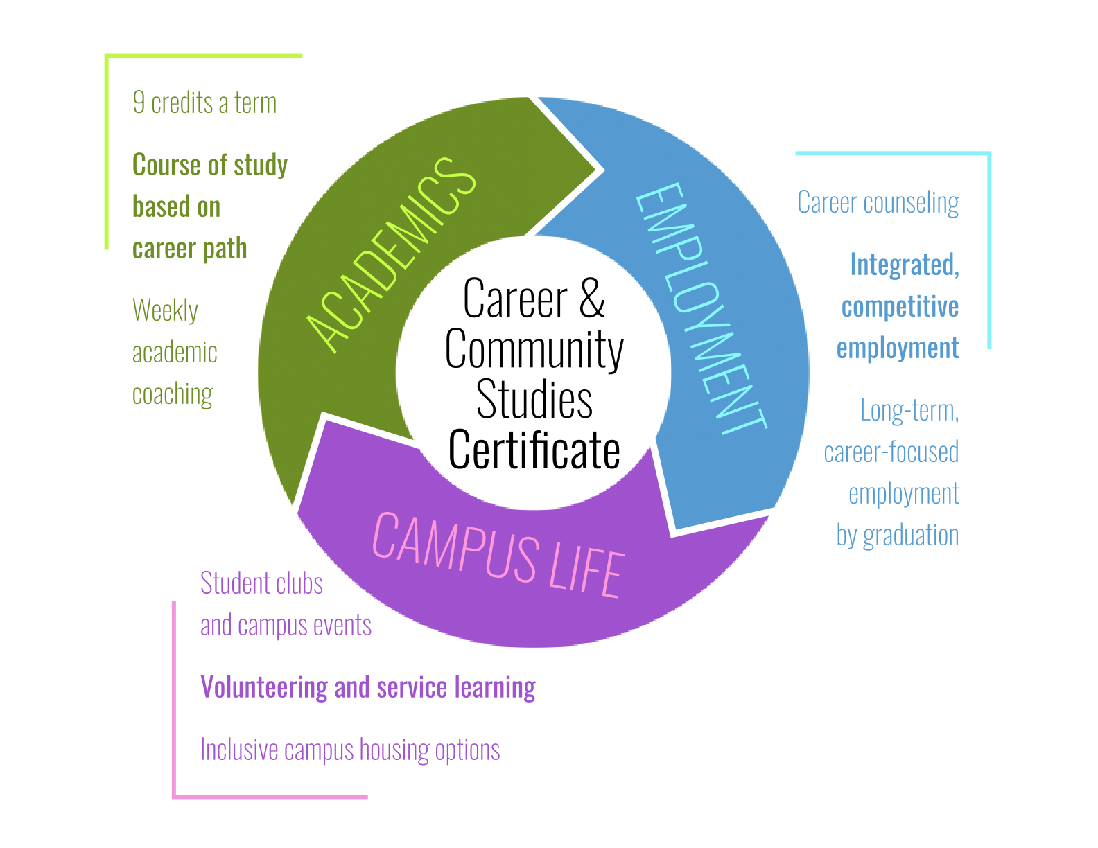 A visual overview of the Career & Community Studies certificate program.