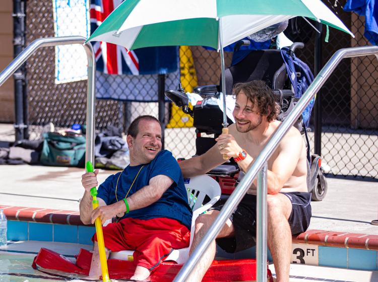 Relaxing at a pool at Kiwanis Camp