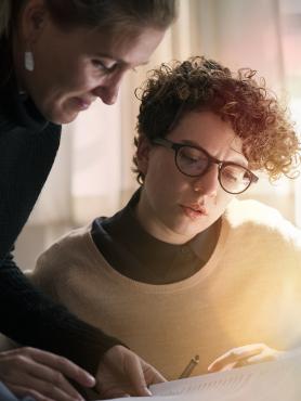 Student works with an instructor