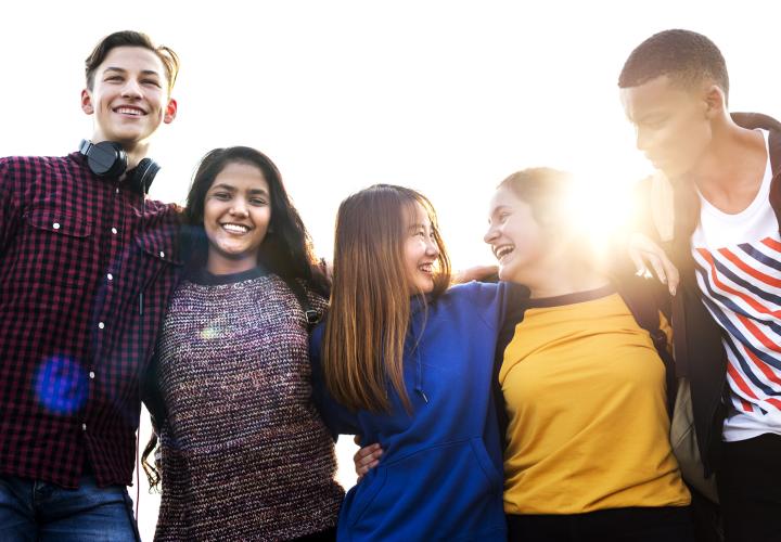 High school students hanging out together