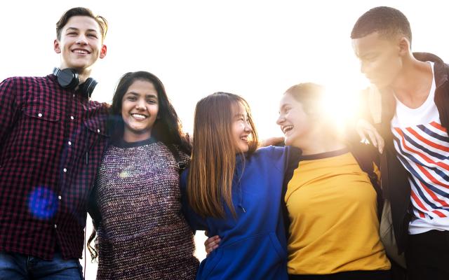 High school students hanging out together