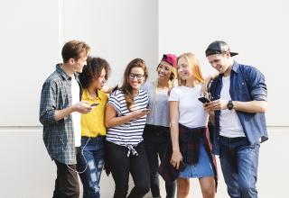 Teenage students hanging out