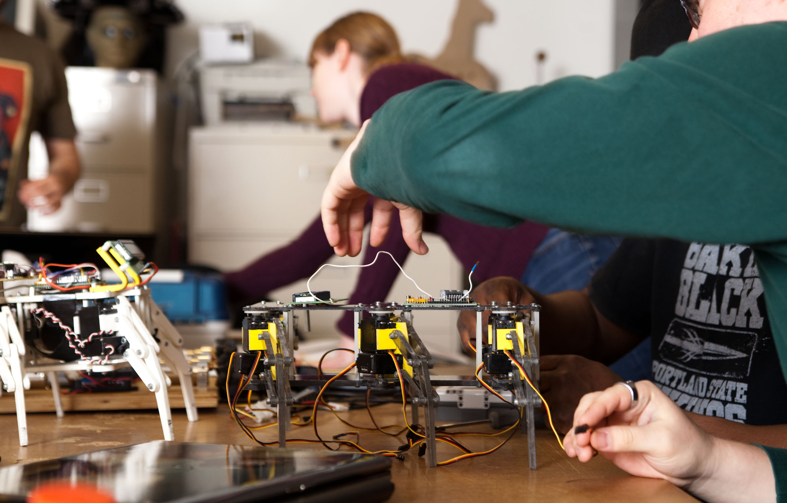 Students in the robotics lab