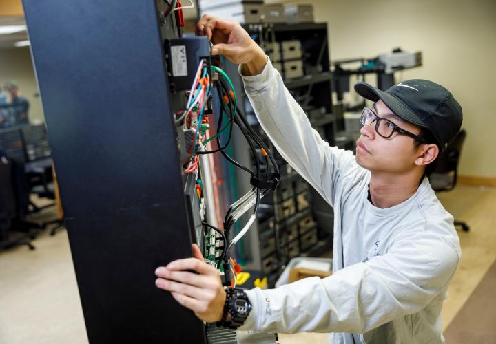 Student working in power lab