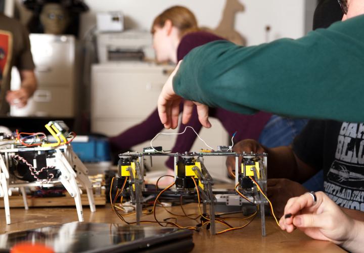 Students in the robotics lab