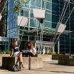 students in front of engineering building