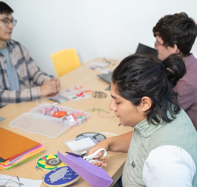 Students working on a project.