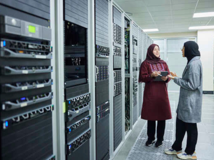 Students in the server room
