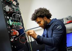 Student working in power engineering lab