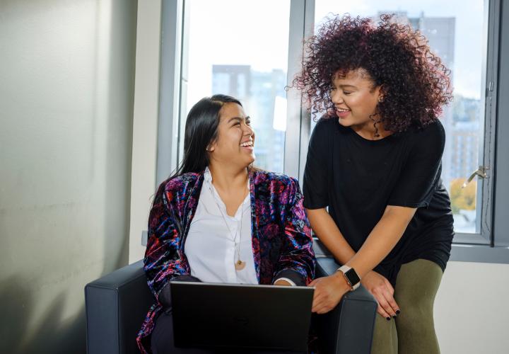 Student getting help from advisor