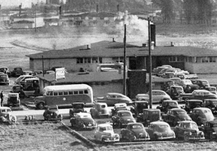 Aerial view of vanport parking lot