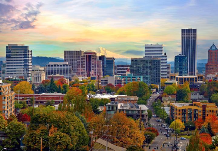 Portland, Oregon downtown in autumn.