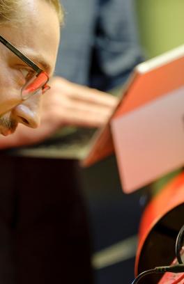 PSU electrical engineering student working on a project